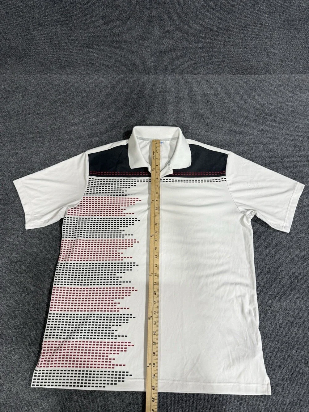 Adidas Golf ClimaCool Mens Large White Black Red Geometric Performance Polo